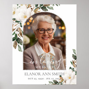 White Magnolias Floral Afbeelding Funeral Memorial Poster