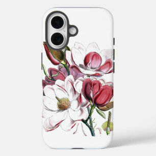 White Magnolias Flower  Old Illustration iPhone 16 Hoesje