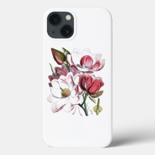 White Magnolias Flower  Old Illustration iPhone 13 Hoesje