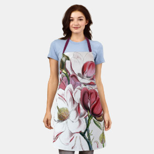 White Magnolias Flower Old Illustration Schort