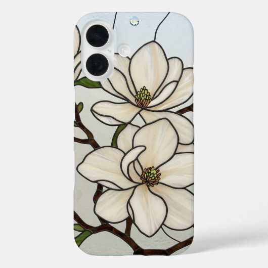 White Magnolias Glas in lood illusie Case-Mate iPhone Case (Achterkant)