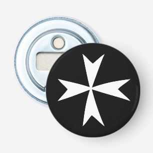 White Maltese Cross & Malta flag mode symbol Button Flesopener