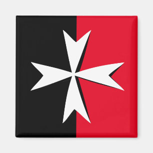 White Maltese Cross & Malta flag mode symbol Magneet