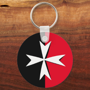 White Maltese Cross & Malta flag mode symbol Sleutelhanger