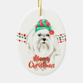 White Maltese Santa Hat Holiday String Beads Keramisch Ornament (Achterkant)