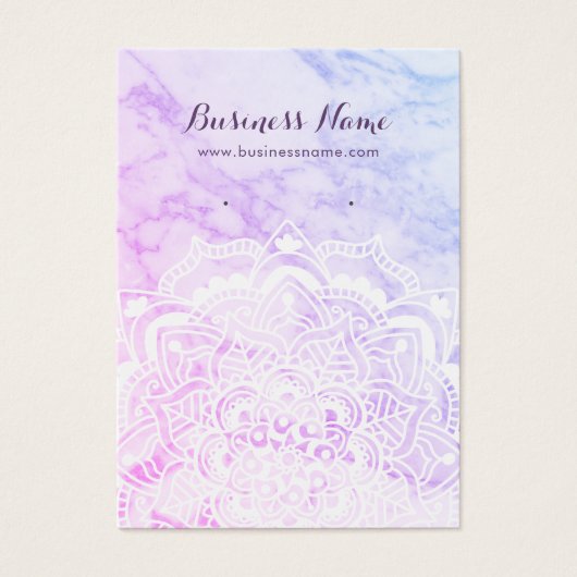 White Mandala on Paars Background Earning Kaarten Visitekaartje (Voorkant)