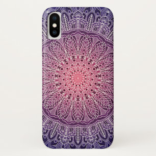 White Mandala op Paarse achtergrond iPhone X Hoesje