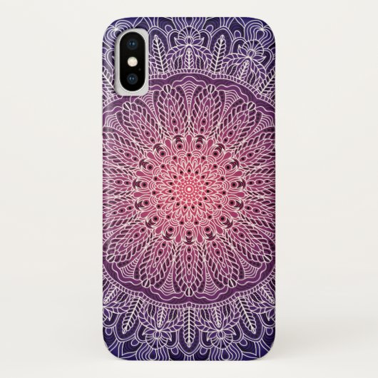 White Mandala op Paarse achtergrond Case-Mate iPhone Case (Achterkant)