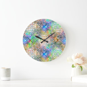 White Mandala Pattern Over Colorful Jewel Tones Grote Klok