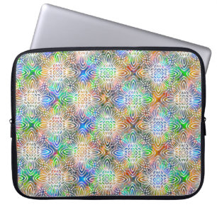 White Mandala Pattern Over Colorful Jewel Tones Laptop Sleeve