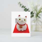 White Maneki Neko on a Red Carpet Briefkaart (Staand voorkant)
