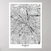 White Map Parijs Poster (Voorkant)