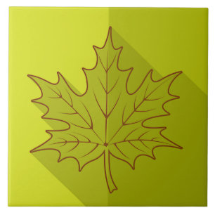 White Maple Leaf Outline on bright green Tegeltje