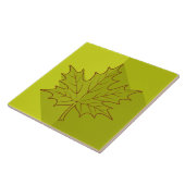 White Maple Leaf Outline on bright green Tegeltje (Zijkant)