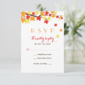 White Maple Leaves Herfst Season Wedding RSVP Kaar (Staand voorkant)