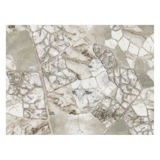 White Marble and Pearl Leaf structure Tafelkleed (Voorkant (Horizontaal))
