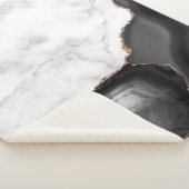 White marble Black Agate Roos Gold Glitter Sherpa Deken (3/4)