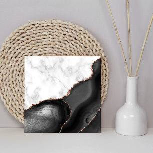White marble Black Agate Roos Gold Glitter Tegeltje