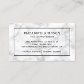 White marble Black Feather  Quill Pen Visitekaartje (Achterkant)