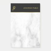 White marble Black Gold Elegant Monogram Sjabloon Post-it® Notes (Voorkant)