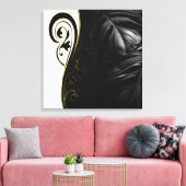 White marble, Black, Gold Filigree Canvas Afdruk (Insitu (Woonkamer))