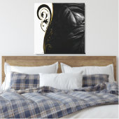 White marble, Black, Gold Filigree Canvas Afdruk (Insitu (Slaapkamer))
