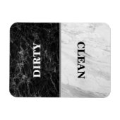 White Marble Black Marble Clean Dirty Dishwasmachi Magneet (Horizontaal)