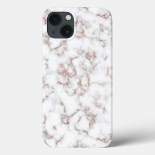 White Marble Carrara Roos Gold Glitter Texture iPhone 13 Hoesje