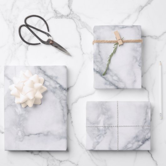 White Marble Carrara Texture Inpakpapier Vel (Voorkant)