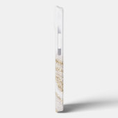 White marble chic gold glitter monogram Hoesje-Mat Case-Mate iPhone Case (Achterkant / Links)