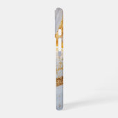 White marble chic gold glitter monogram iPhone 16 hoesje (Linkerkant)