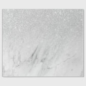 White Marble Chic Silver Glitter Cadeaupapier (Vlak)
