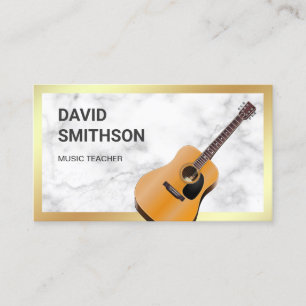White Marble Classy Guitar Music Teacher Guitarist Visitekaartje