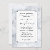 White Marble Classy Wedding Uitnodiging (Voorkant)