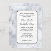 White Marble Classy Wedding Uitnodiging (Voorkant / Achterkant)