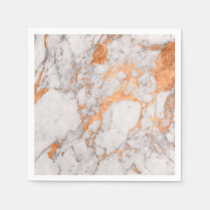 White Marble & Copper Paper Napkins Servetten