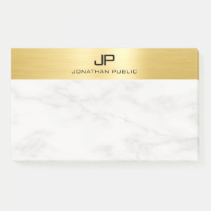 White marble Elegant Modern Faux Gold Sjabloon Post-it® Notes
