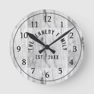 White Marble Family Ronde Klok