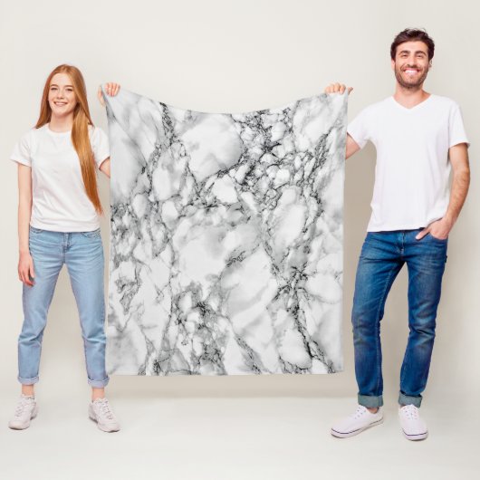 White marble Fleece Blanket Deken (In situ)