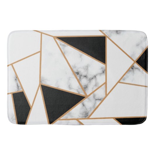 White marble Geometric in Gold Bath Mat (Voorkant)