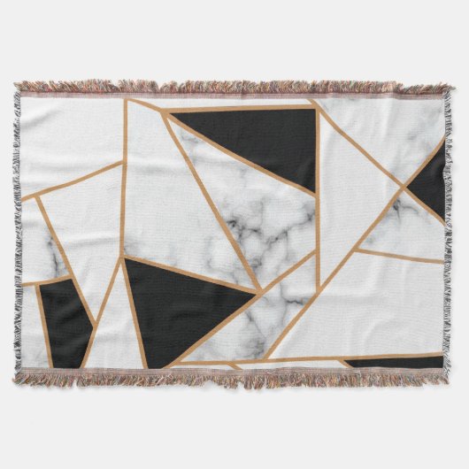 White marble Geometric in Gold Deken (Voorkant)