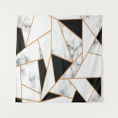 White marble Geometric in Gold Wandkleed (Voorkant (horizontaal))
