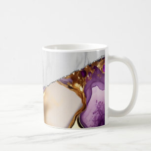 White marble Gilded Black Agate Koffiemok
