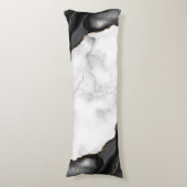 White Marble Gilded Black Agate Lichaamskussen (Voorkant Verticaal)