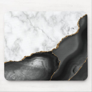 White marble Gilded Black Agate Muismat
