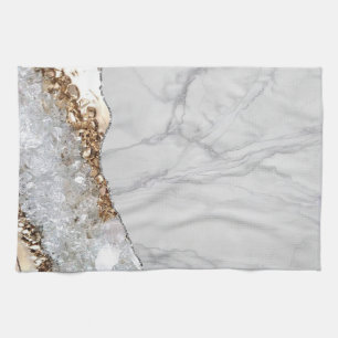 White marble Gilded Black Agate Theedoek