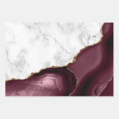 White Marble Gilded Burgundy Red Agate Inpakpapier Vel (Voorkant)