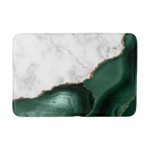 White Marble Gilded Emerald Green Agate Badmat