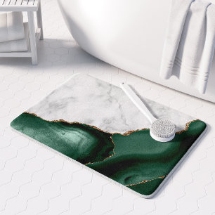 White Marble Gilded Emerald Green Agate Badmat