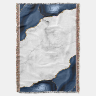 White Marble Gilded Navy Blue Agate Deken